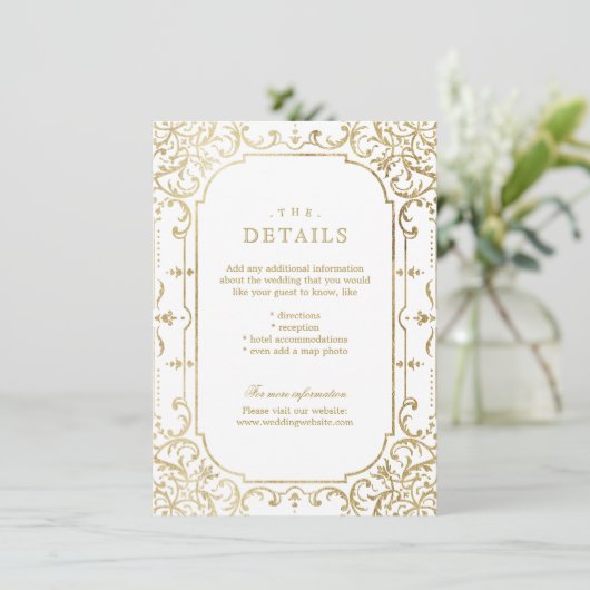 Goldene verzierte Jahrgangsdetails Begleitkarte (Stehend Vorderseite)