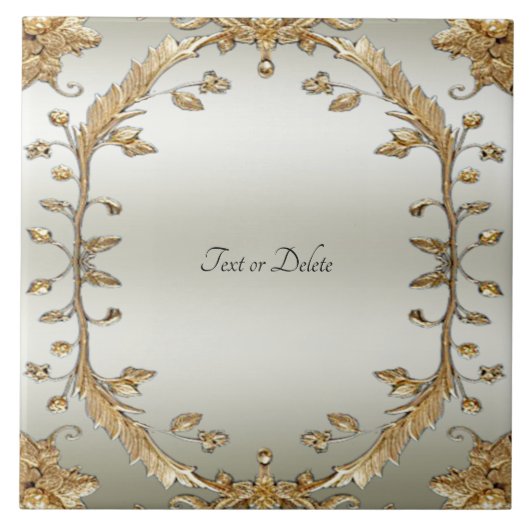 Goldene Verzierte Keramik Fliese (Vorderseite)