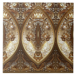 Goldene verzierte Keramikfliese