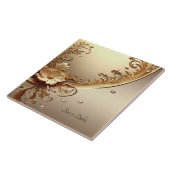 Goldene Verzierte Keramikfliese mit Blumenmuster (Seite)