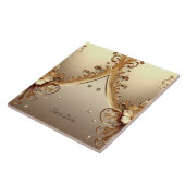 Goldene Verzierte Keramikfliese mit Blumenmuster (Seite)