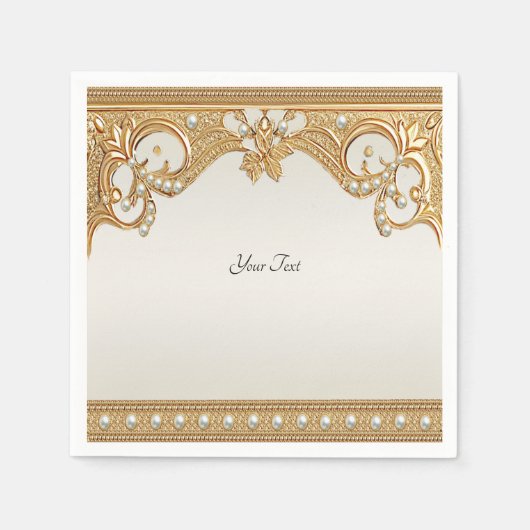 Goldene Verzierte Perlen Napkins Serviette (Vorderseite)