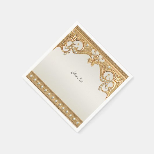 Goldene Verzierte Perlen Napkins Serviette (Ecke)