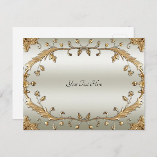 Goldene Verzierte Postkarte (Vorne/Hinten)