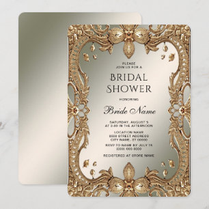 Goldene Verzierte Rahmen Bridal Dusche Einladung