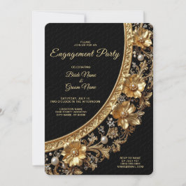 Goldene verzierte Rahmen-Hochzeitseinladung Einladung