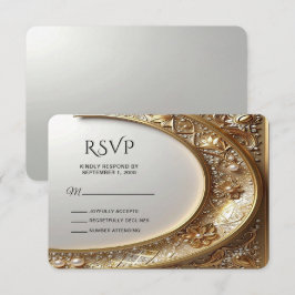 Goldene verzierte Rahmen-RSVP-Karte RSVP Karte
