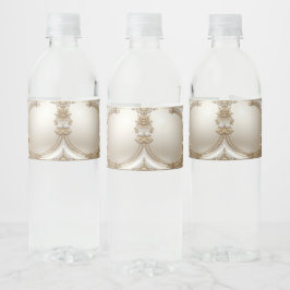 Goldene verzierte Rahmung mit Perlen Wasserflasche Wasserflaschenetikett