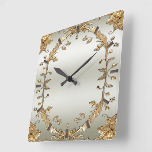 Goldene Verzierte Wall-Uhr Quadratische Wanduhr (Winkel)