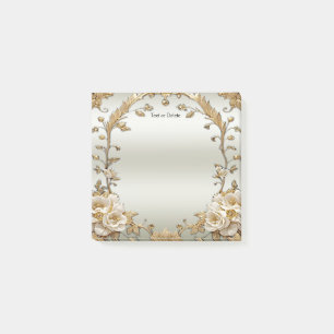 Goldene Verzierte weiße Blume Post it Notes Post-it Klebezettel