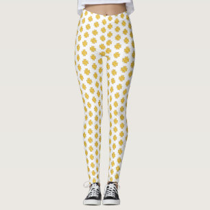 Goldene vierblättrige Kleeblatts auf weiß Leggings