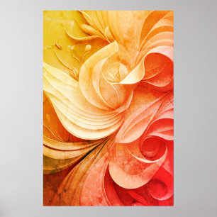 Goldene Vintage-Abstrakte Wandkunst – Warmes Poste Poster