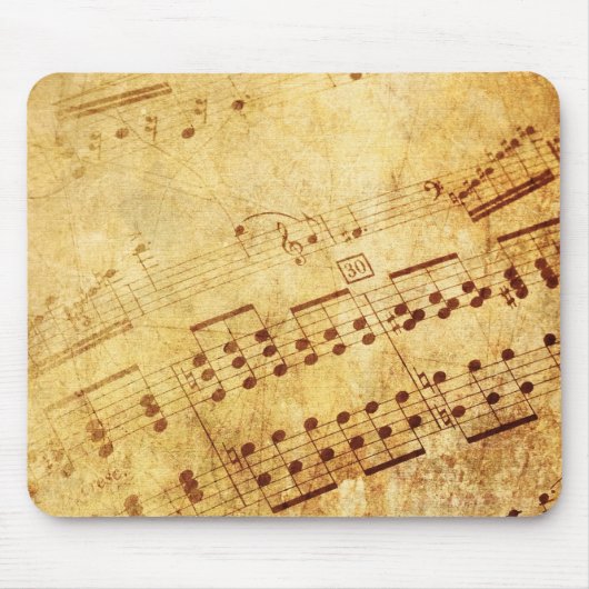 Goldene Vintage Antike Notenblatt Partitur Blatt Mousepad (Vorne)