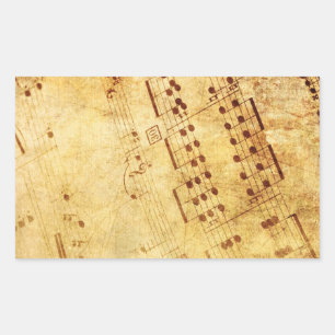 Goldene Vintage Antike Notenblatt Partitur Blatt Rechteckiger Aufkleber