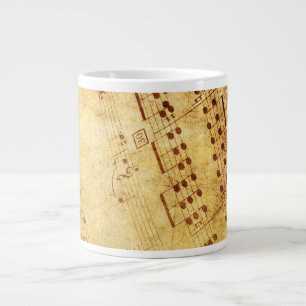 Goldene Vintage Antiquität Notenblatt Musikpartitu Jumbo-Tasse