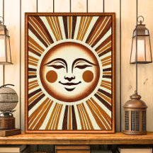 Goldene Vintage Boho Sun Mauer Kunstvoll wandern