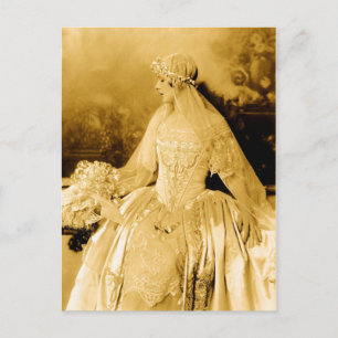 Goldene Vintage-Braut-Fotografie Postkarte