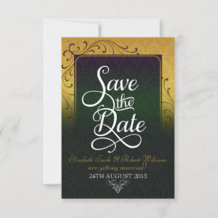 Goldene Vintage-Damask-Eleganz Save-the-Date-Karte Einladung