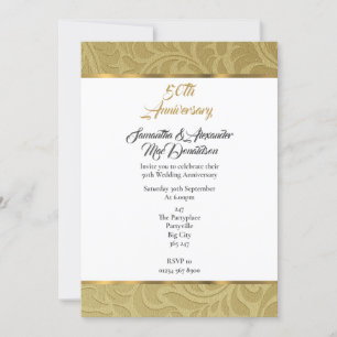 Goldene Vintage-Damaskus 50. Hochzeitstag Einladung