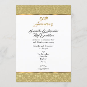 Goldene Vintage-Damaskus zum 50. Hochzeitstag Einladung