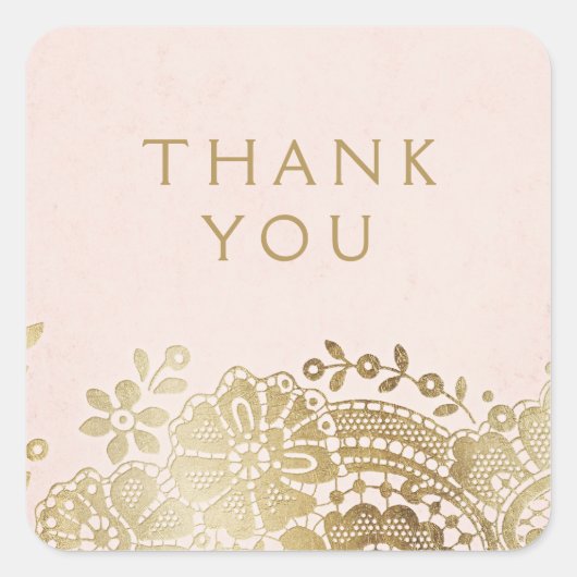 Goldene, Vintage Gastgeschenk Hochzeit Quadratischer Aufkleber (Vorderseite)