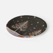 Goldene Vintage Hirschfamilie im Schneewald Pappteller (Schrägansicht)