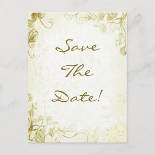 Goldene Vintage-Hochzeit-Save-The-Date-Postkarte Ankündigungspostkarte
