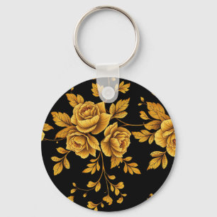 Goldene Vintage-Rosen Schlüsselanhänger