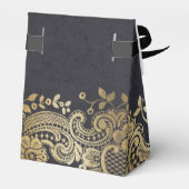 Goldene, Vintage Spitzen-Gastgeschenk Hochzeit Geschenkschachtel (Rückseite)