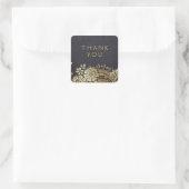 Goldene, Vintage Spitzen-Gastgeschenk Hochzeit Quadratischer Aufkleber (Tasche)