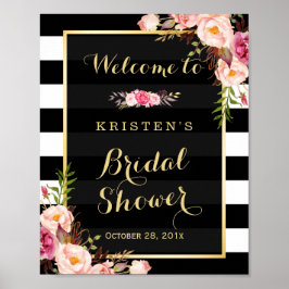 Goldene Vintage Streifen Brautparty-Zeichen Poster