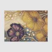 Goldene Violette Blüten Dekupage Seidenpapier (Vorderseite)
