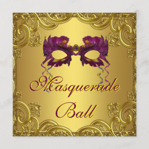 Goldene Violette Maske Violetter Maskenball-Party Einladung