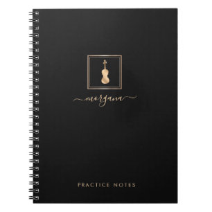 Goldene Violine Elegante Schrift Musikliebhaber Notizblock