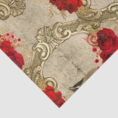 Goldene Vögel und Rote Flora Seidenpapier (Detail)