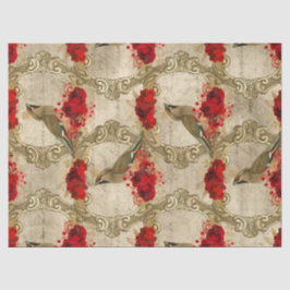 Goldene Vögel und Rote Flora Seidenpapier