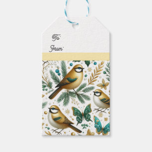 Goldene Vögel und Smaragd-Schmetterlinge Geschenkanhänger