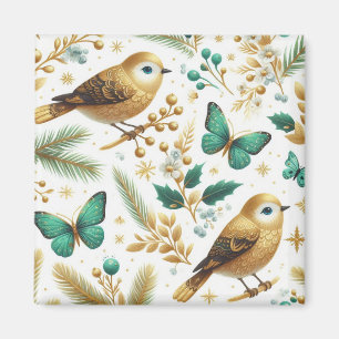 Goldene Vögel und Smaragd-Schmetterlinge Magnet
