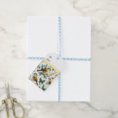 Goldene Vögel und Smaragdfarbene Schmetterlinge Geschenkanhänger (Mit Garn)