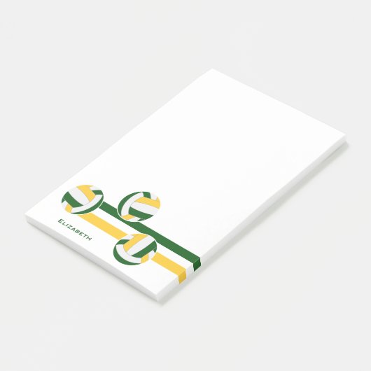 Goldene Volleyballs Abstrichname Spieler Post-it Klebezettel (angewinkelt)