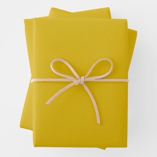 Goldene Vollfarbe schlicht Senf gelb Geschenkpapier Set (Beispiel)
