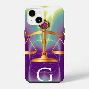 GOLDENE WAAGEN DES RECHTS MIT EDDELSTEIN-MONOGRAMM iPhone HÜLLE