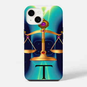 GOLDENE WAAGEN DES RECHTS MIT EDDELSTEIN-MONOGRAMM iPhone HÜLLE