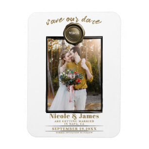 Goldene Wachssiegel-Foto-Hochzeit - Terminankündig Magnet