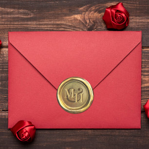 Goldene Wachssiegel Vintage individuelle Hochzeits Runder Aufkleber