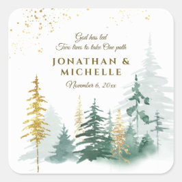 Goldene Wälder Pinienbäume Inspiration Quadratischer Aufkleber