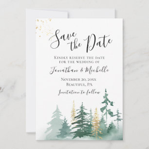 Goldene Wälder Pinienbäume Inspiration Save The Date