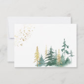 Goldene Wälder Pinienbäume Wasserfarbe RSVP Karte (Rückseite)