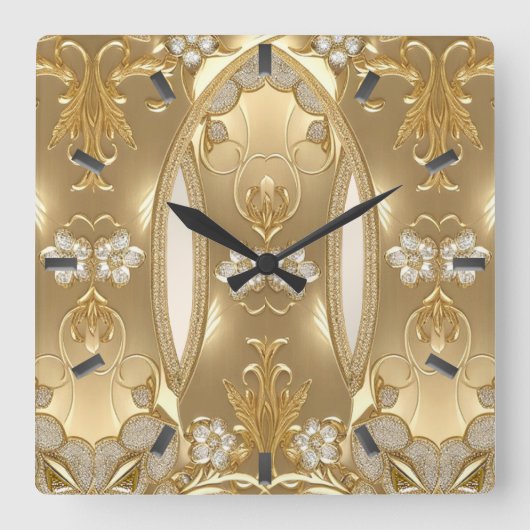 goldene Wand-Uhr Quadratische Wanduhr (Vorderseite)