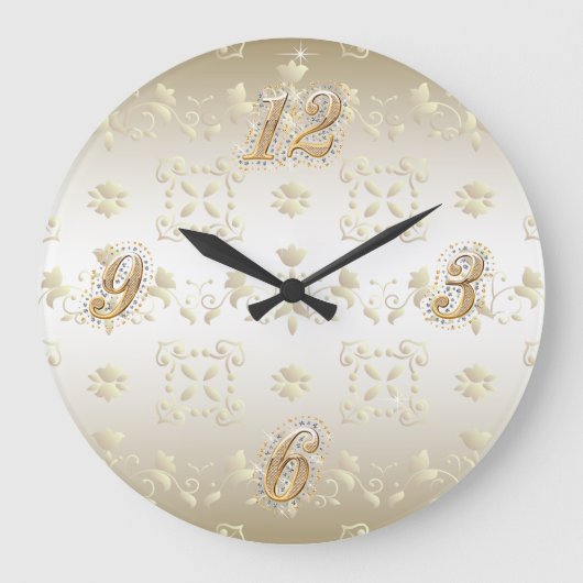 Goldene Wanduhr mit Spitzenmuster (Vorderseite)